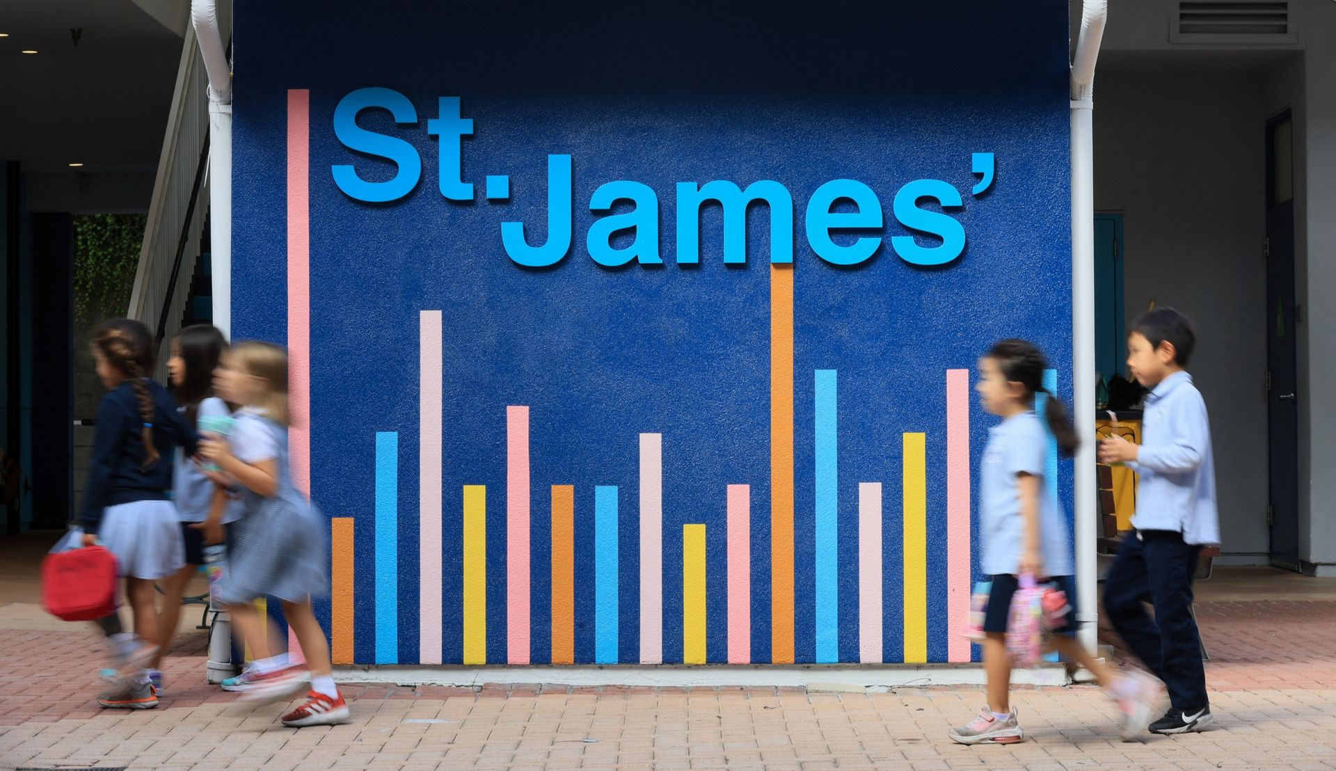 St. James' Episcopal School — a colorful painted mural wall