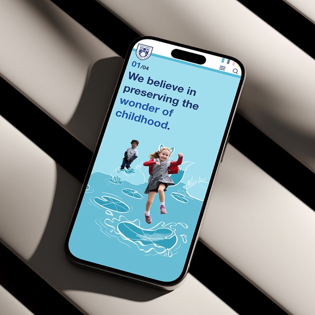 St. James' Episcopal School responsive website on a phone
