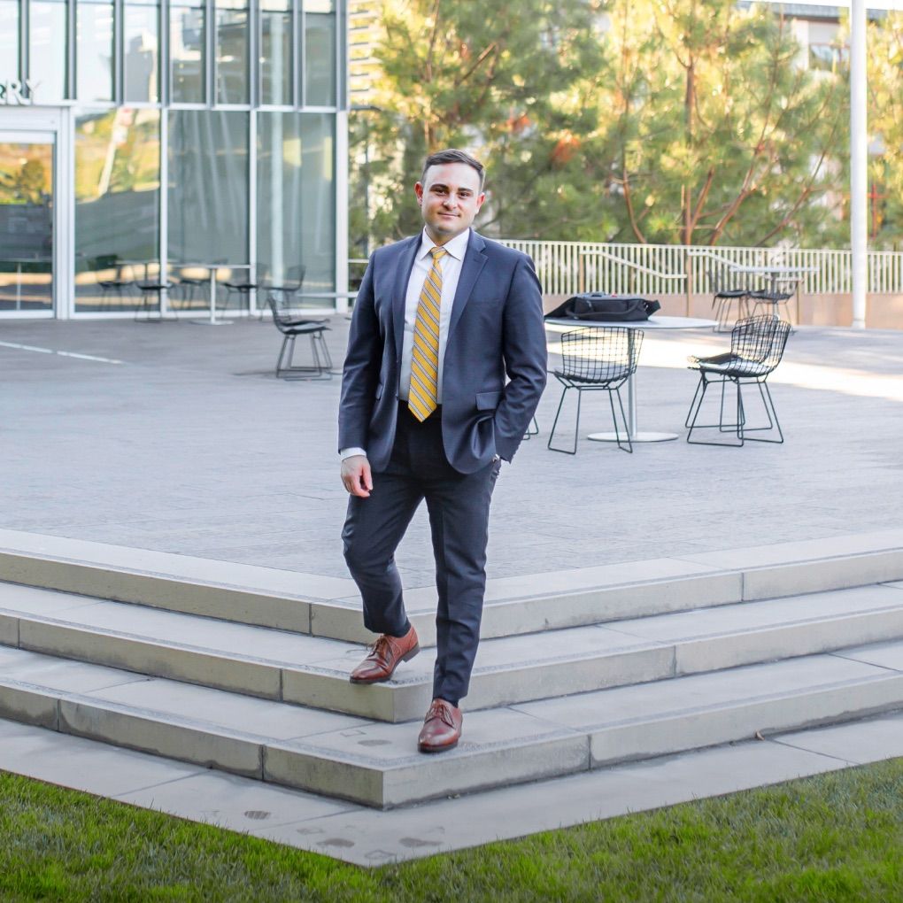 Trinity Law School — an associate on the campus steps